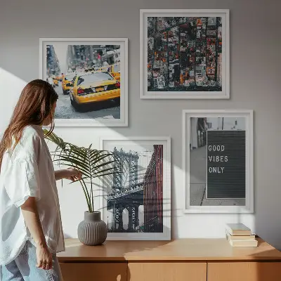 Brugstad inscripties vogelperspectief set van posters met lijst