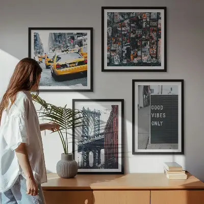 Brugstad inscripties vogelperspectief set van posters met lijst