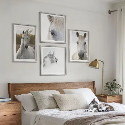 Set van posters met lijst Witte paarden