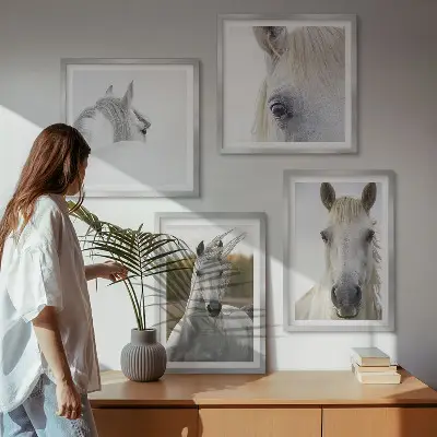 Set van posters met lijst Witte paarden