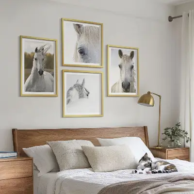 Set van posters met lijst Witte paarden