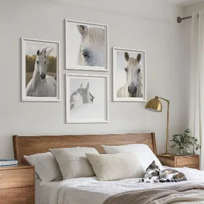 Set van posters met lijst Witte paarden
