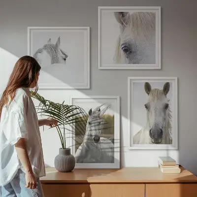 Set van posters met lijst Witte paarden