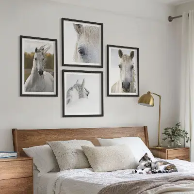 Set van posters met lijst Witte paarden