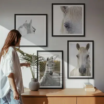 Set van posters met lijst Witte paarden