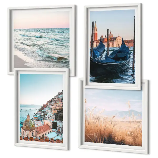Set van posters met lijst Uitzicht op de zee bij Venetië