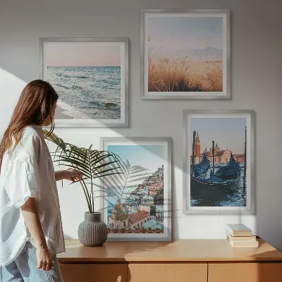 Set van posters met lijst Uitzicht op de zee bij Venetië