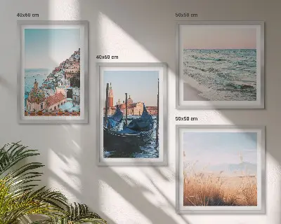 Set van posters met lijst Uitzicht op de zee bij Venetië