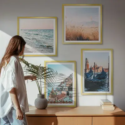 Set van posters met lijst Uitzicht op de zee bij Venetië