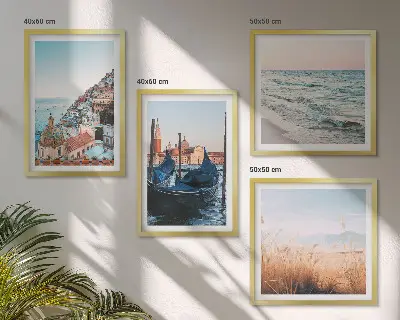 Set van posters met lijst Uitzicht op de zee bij Venetië