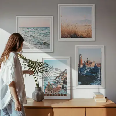 Set van posters met lijst Uitzicht op de zee bij Venetië