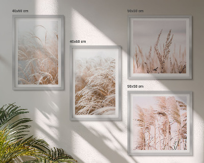 Meerluik in lijst Grasvelden in verschillende tinten bruin en beige.