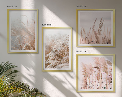 Meerluik in lijst Grasvelden in verschillende tinten bruin en beige.