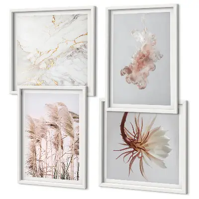 Elegante grasbloemen marmer set van posters met lijst