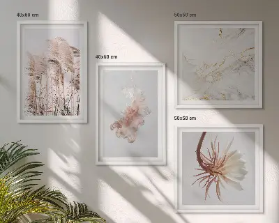Elegante grasbloemen marmer set van posters met lijst