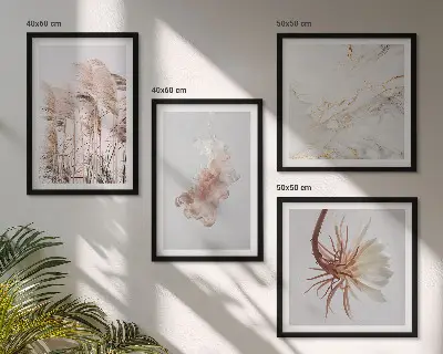 Elegante grasbloemen marmer set van posters met lijst