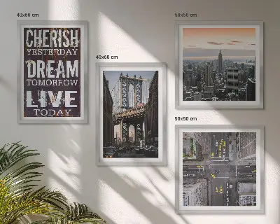 New Yorkse landschappen met citaat meerluik in lijst