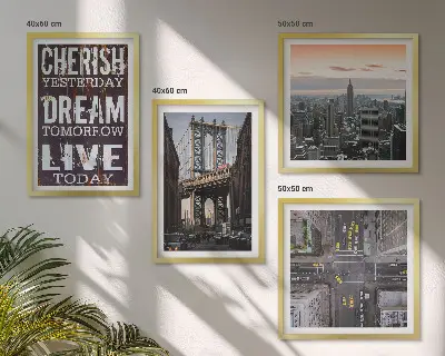 New Yorkse landschappen met citaat meerluik in lijst