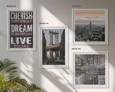 New Yorkse landschappen met citaat meerluik in lijst