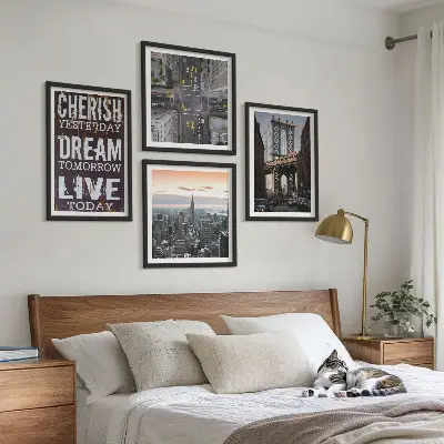 New Yorkse landschappen met citaat meerluik in lijst