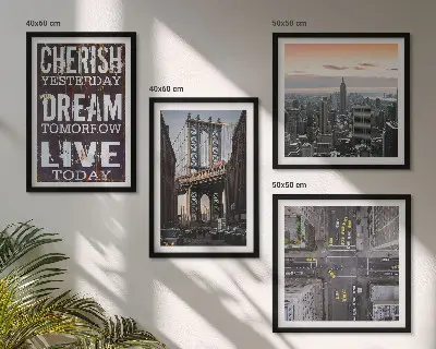 New Yorkse landschappen met citaat meerluik in lijst