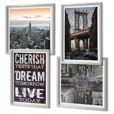 New Yorkse landschappen met citaat meerluik in lijst