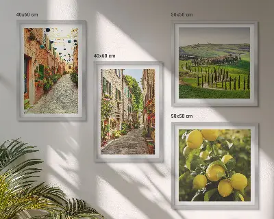Set van posters met lijst met de afbeelding Charmante straatjes vol citroenbloesems