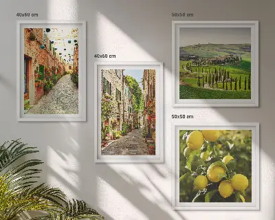 Set van posters met lijst met de afbeelding Charmante straatjes vol citroenbloesems