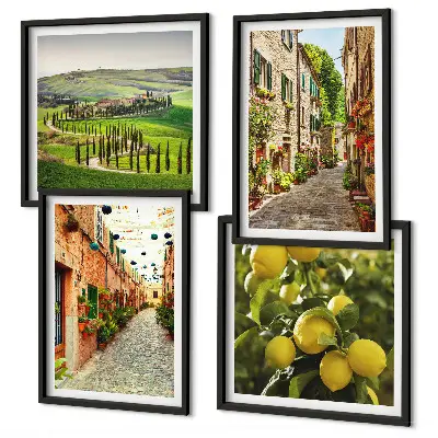 Set van posters met lijst met de afbeelding Charmante straatjes vol citroenbloesems