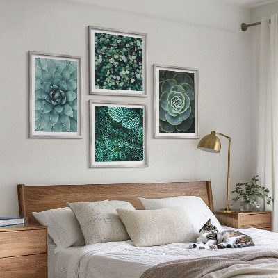 Meerluik in lijst Vetplanten in groene en turquoise tinten