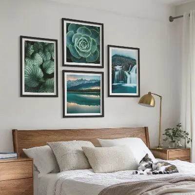 Close-ups van bladeren van vetplanten set van posters met lijst