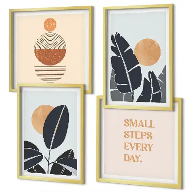Set posters met lijst plantenpatronen met minimalistische zonnen