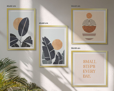 Set van posters met lijst Plantenpatronen, grote minimalistische zonnen