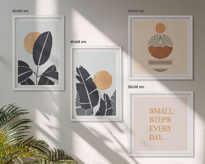 Set van posters met lijst Plantenpatronen, grote minimalistische zonnen