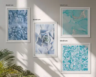 Winterbos Blauwe Bloem meerluik in lijst