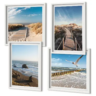 Meerluik in lijst strandgolven sky pier wandeling