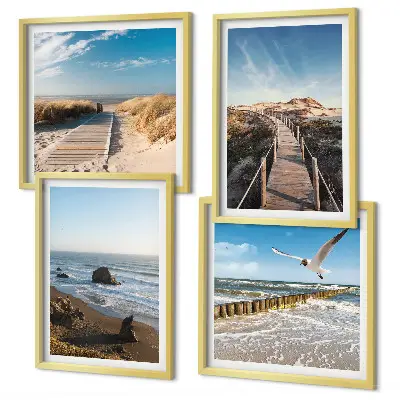 Strandgolven bij de pier meerluik in lijst