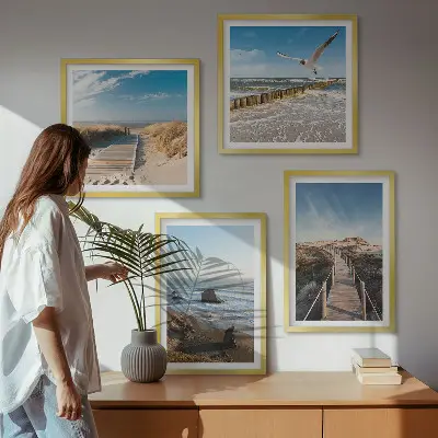 Strandgolven bij de pier meerluik in lijst