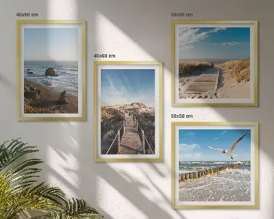 Strandgolven bij de pier meerluik in lijst