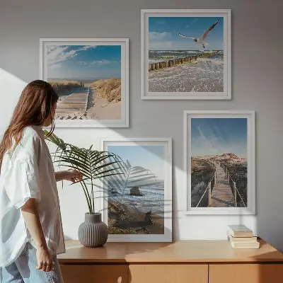 Strandgolven bij de pier meerluik in lijst