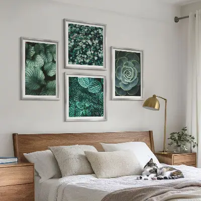 Groene bladeren van stijlvolle vetplanten meerluik in lijst