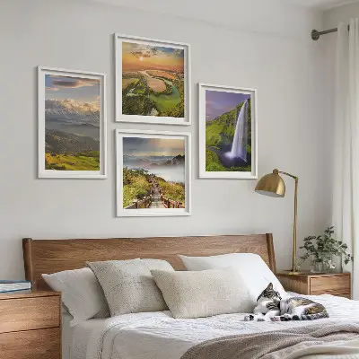 Set van posters met lijst Uitzicht op bergen, rivieren en watervallen.