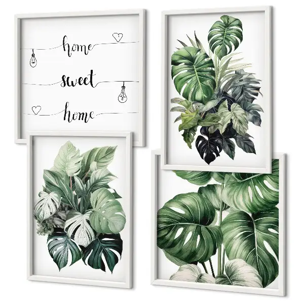 Groene tropische bladeren aquarel meerluik in lijst
