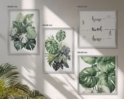 Groene tropische bladeren aquarel meerluik in lijst