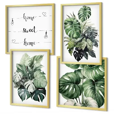 Groene tropische bladeren aquarel meerluik in lijst