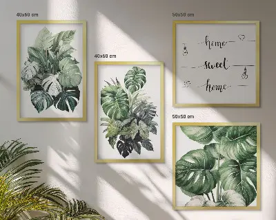 Groene tropische bladeren aquarel meerluik in lijst