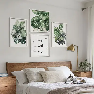 Groene tropische bladeren aquarel meerluik in lijst