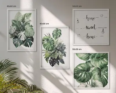 Groene tropische bladeren aquarel meerluik in lijst