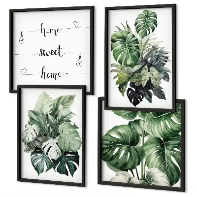 Groene tropische bladeren aquarel meerluik in lijst