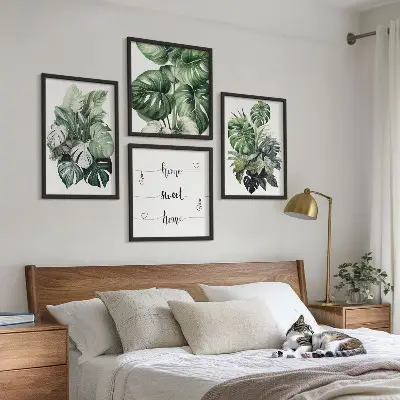 Groene tropische bladeren aquarel meerluik in lijst